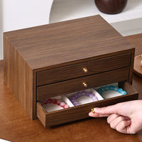 Walnut Multi-Layer Jewelry Box with Dustproof Wooden Storage
