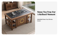 serene-Inspired Design Gongfu Tea Ceremony Table Space-Saving Gongfu Tea Table with Accessories Built-in Storage Shelf Household Furniture Minimalist Aesthetic for Fans of Asian Culture, Gift Givers, Living Room, Balcony, Reception Area, Office