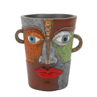 Resin Face Planter Unique Flower Pot Textured for Desk, Patio, Gardeners