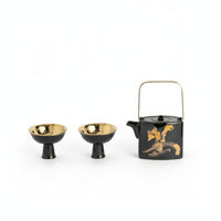 Teapot and Cups Set Arched Handle Ceramic Tea Set Side Spout