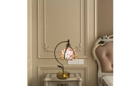 Vintage-Inspired Petal Shade Table Lamp Decorative Arched Stem Table Lamp Gold-Toned Ambient for Bedroom, Reading Nook, Study