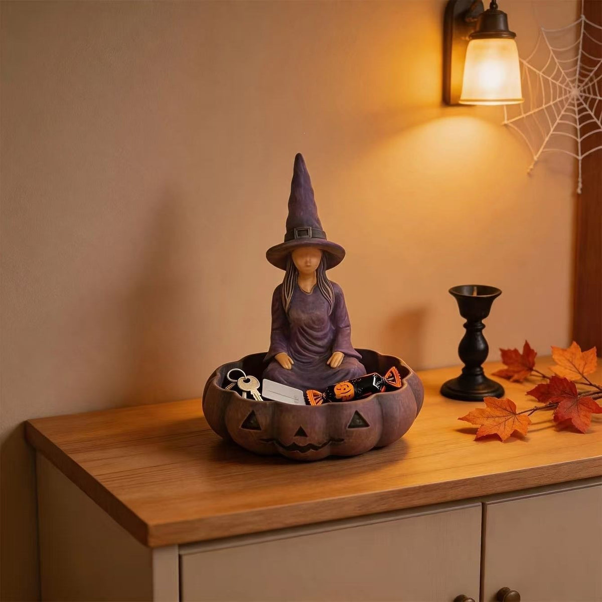 Witch Themed Storage Box and Ashtray Decorative Ornament for Halloween