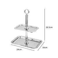 Double Tier Cake Stand Easy to Clean Stainless Steel Dessert Tray Sturdy Base