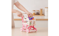 Child-Sized Hippo Shopping Cart Toy Easy to Push Toy Shopping Cart with Detachable Basket Wheeled Small Hands for Toddlers, Kids, Playroom, Preschool