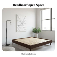 Floating Bed Frame Headboard-Less Bedroom Furniture Low height Mattress Support for partners, Minimalists, Apartment, Guest Room, attic