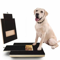 Wooden Pet Scratching Board with Pull-Out Food Box and Sandpaper