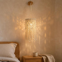 Woven Hanging Lampshade Tassel Design Woven Chandelier Shade Easy to Install
