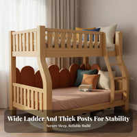 Solid Wood Bunk Bed Guard Rails Wooden Bunk Bed Frame Multi-Functional Bedroom Furniture for Children, Families, Small Areas, Guest Room, Home