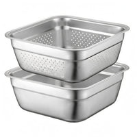2 Pieces Nesting Basin Set Stackable Stainless Steel Basin Rolled Rim