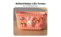 Handled Cartoon Basket Imitation Rattan Weave Household Storage adaptable