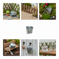 Miniature Tin Bucket and Watering Can for Diorama and Scene Decoration