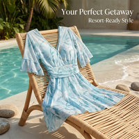 Swimsuit for Plus Size Women with a Modest Printed Pattern, One-Piece for Water Sports and Seaside Vacations