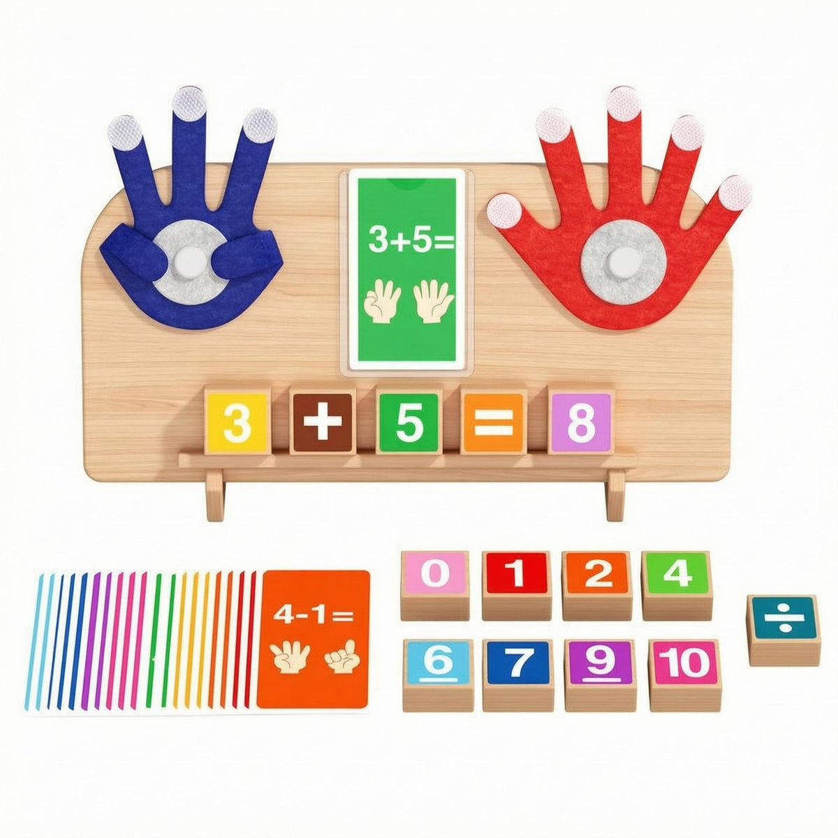 Preschool Number counting Blocks Counting Toy Hands-on Wooden Number Matching Set Colorful  for Preschoolers, Children