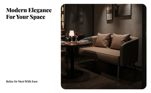 Light Luxury Design Modern Booth Sofa and Table Set Modular Combination Quilted Back Restaurant Seating Space-Saving Upholstered Loveseat and Armchair Solid Wood Frame for Cafe Owners, Homeowners, Milk Tea Shop, Office Reception, Lounge Area, Hotel Lobby