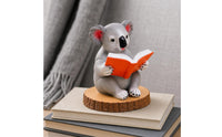 Tabletop Koala Figurine with Wood Base | Resin, for Desk