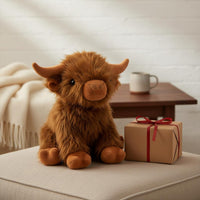 Cute Highland Cow Stuffed Toy Soft Scottish Highland Cow Stuffed Creature Great Gift for Children, Toddlers, Bedroom, Nursery