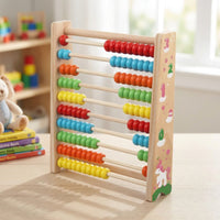 Educational Wooden Abacus Tabletop Abacus with 10 Rows Tactile Rekenrek Sturdy for Preschoolers, Homeschool, Playroom