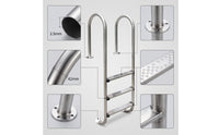 Stainless Steel Swimming Pool Ladder Easy Install Pool Ladder with Handrails Stable Wide for Backyard
