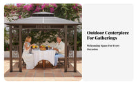 Aluminum Frame Gazebo Weather Resistant Aluminum Frame Pavilion Protection Fixed Roof Gazebo for Homeowners, Families, Courtyard, Backyard, Poolside
