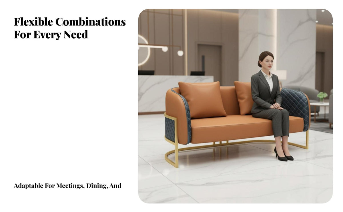 3 Pieces Light Luxury Design Curved rear Accent Chair and Table Set Modern design Reception Seating Padded rearrest Commercial Furniture for Interior Designers, Business Owners, Hotel Managers, Sales Center, Office Lounge, Cafe, Small Spaces