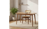 Natural Wood Look Bamboo Dining Set Rectangular Table with Woven Chairs Minimalist Cane Dining Set Wooden for Small Families, Kitchen, Breakfast Nook