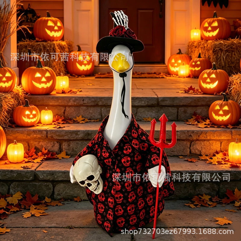 23-Inch Porch Goose Halloween Skeleton Costume for Outdoor Lawn