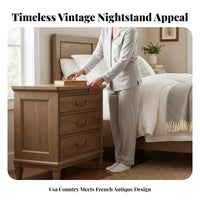Farmhouse Storage Nightstand Oak Color 1-Drawer End Table with Door Vintage design Sturdy Construction for Homeowners, Entryway