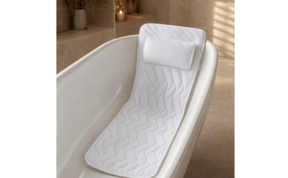 3D Mesh Full Body Bath Pillow Non-Slip Bath Cushion with Suction Cups for Adults, Bathtub, Home Spa