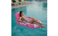 Mesh-Seat Inflatable Pool Lounger with Backrest Cooling Floating Chair Stable Lounger with Backrest Foldable for Adults