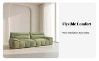 plush Straight-Line Sofa French Cream aesthetic Deep-Seat Lounger CumulusLike Appearance Living Room Furniture for Young Adults, Studio Flat, Lounge Area