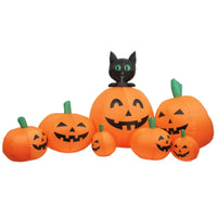 Lighted Inflatable with Black Cat and Pumpkin Inflate Inflatable Cat with Pumpkins Illuminated Halloween Decoration Self-Inflating for Lawn, Garden