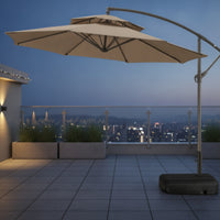 Offset Umbrella with Base Double-Top Cantilever Umbrella Resistant for Homeowners, Business Owners, Backyard, Commercial Seating