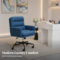 Upholstered Shell Chair with casters 360-Degree rotate Rolling Seat Elegant Design dense Foam for Nail Salon, Study Room