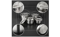 4 Pieces Camping Pot Set with Lids Portable Stainless Steel Cookware Set Compact Pot with Lid for Backpackers