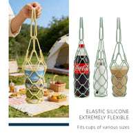 2026 New Summer Gift Silicone 2-in-1 Coaster Convertible Storage Bag for Milk Tea and Wine, Printable Logo