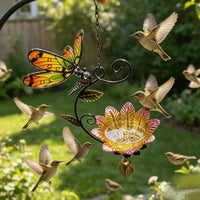 Butterfly Bird Feeder with Bowl Stable Hanging Bird Feeder with Bell Heavy Duty