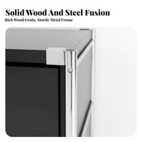 Modernist Design Media Console Versatile Use Wood and Steel TV Cabinet Sturdy Construction TV Stand with Storage for Apartment Dwellers, Adults