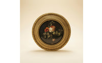 Round Frame with Floral Print Vintage Ornate Wall Frame Decorative for Hallway