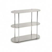 Oval Storage Rack Brushed Metal Countertop Display Shelf Industrial Style