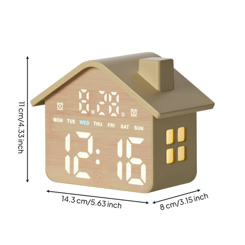 House Shaped Alarm Digital Timepiece Date and Day Display for Children