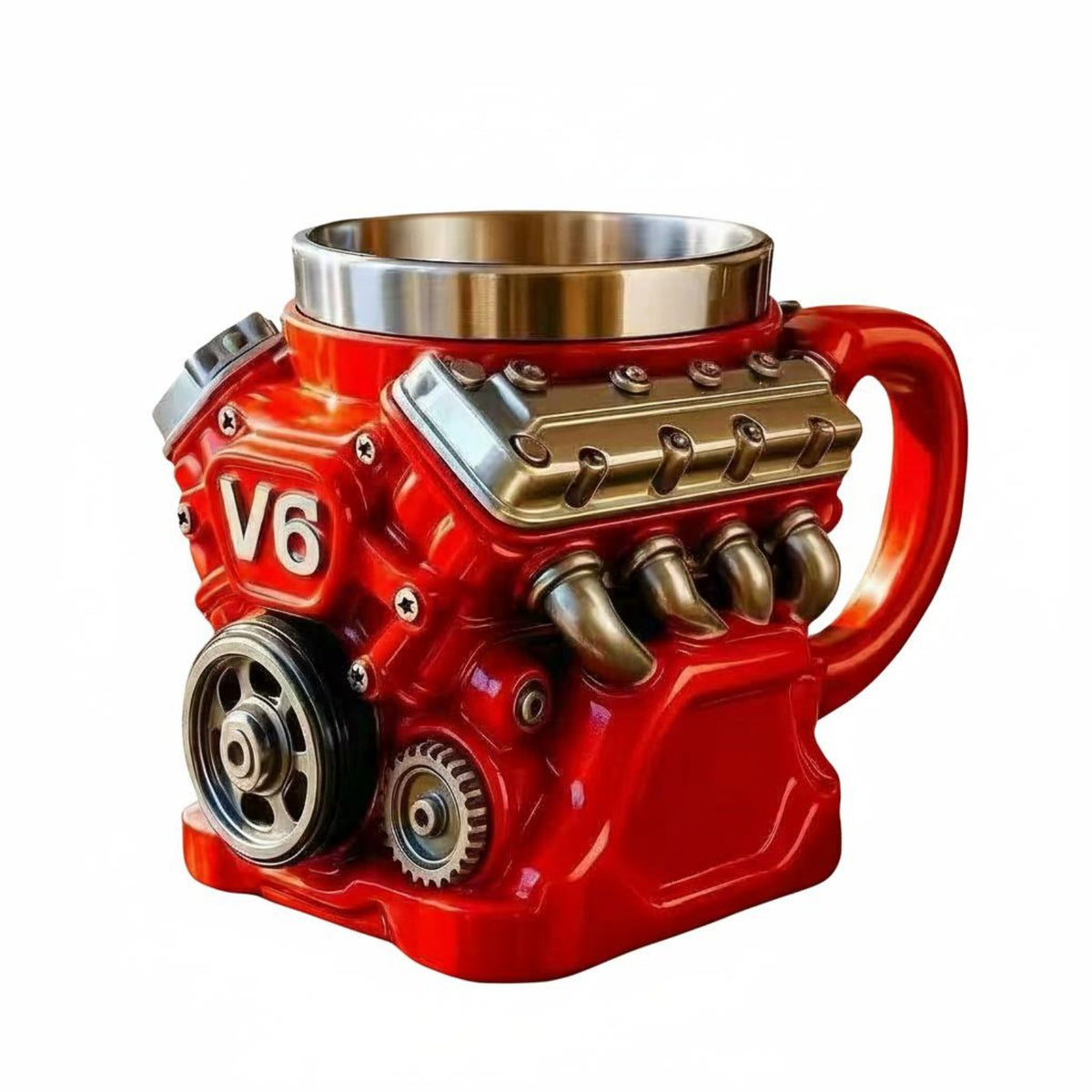 Great Gift Idea V8 Engine Mug Sturdy Construction V6 Engine Mug Decorative Art Piece for Gearheads, Racing Fans, Man Cave, Garage, Workshop