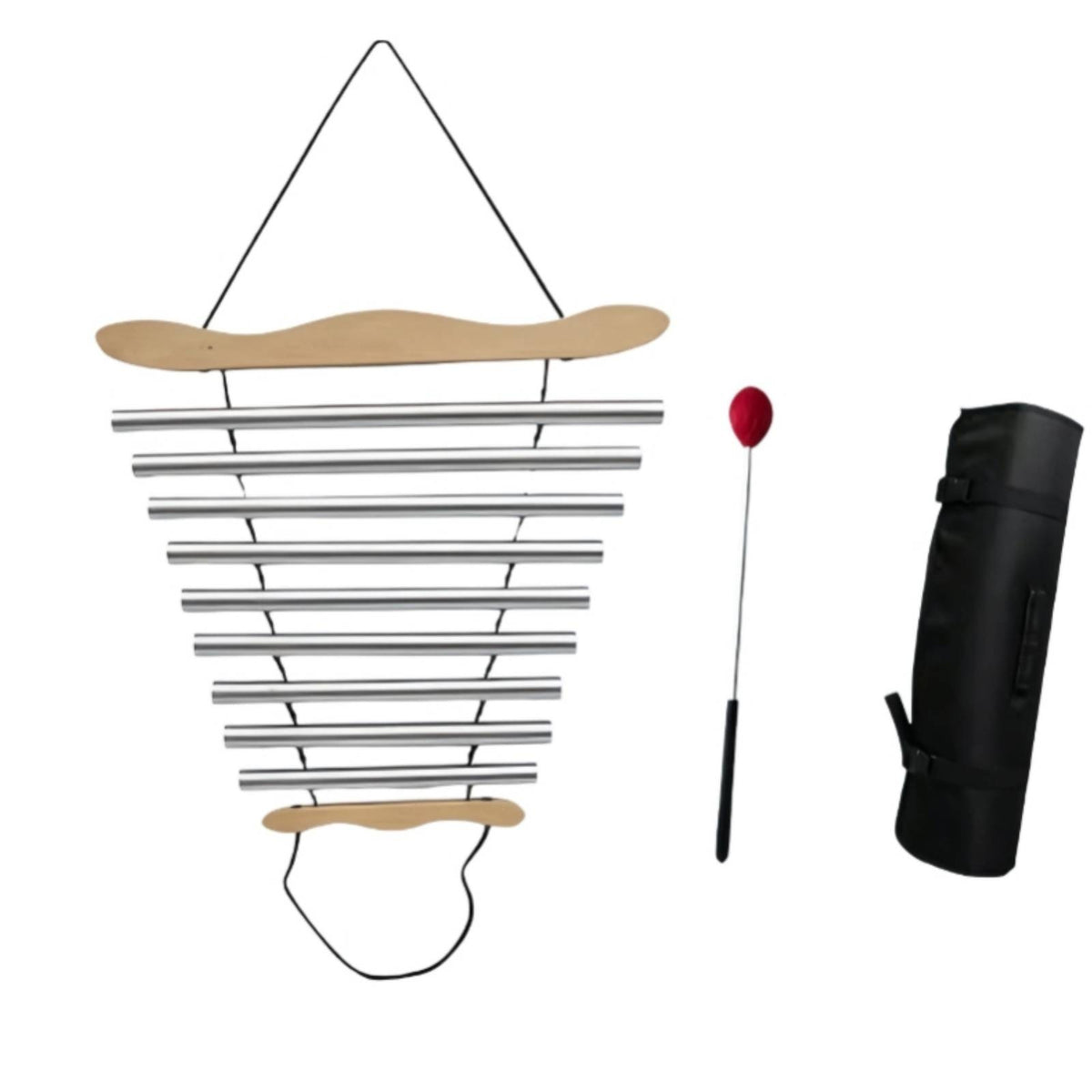 9-Note Wind Chime Resonant Wind Chime with Mallet Single-Row Musical Instrument with Mallet for Meditation, Sound  , Mindfulness Practice