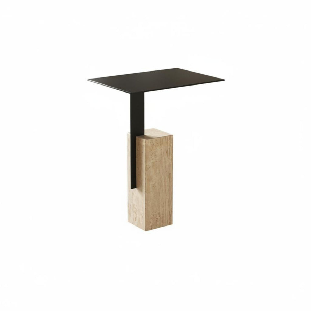 Square Block Side Table Wabi-Sabi Design Nightstand Cream-Colored for Homeowners