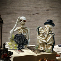 Halloween Resin Skull Ornaments Gothic Couple Kissing Statue Tabletop Window Party Decoration Props