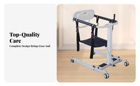 Hand-Crank Folding Patient Lift Padded Manual Transfer Lift Wheeled Medical Equipment Four Casters for Home Care, Nursing Transfers