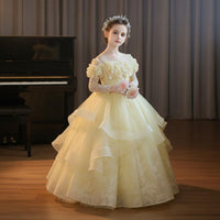 Long Sleeve Princess Dress Puffy Skirt Flower Girl Formal Dress for Wedding