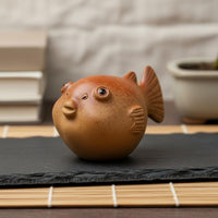 Yixing Clay Clay Pufferfish Ornament Nurturable Pufferfish Tea Pet Unique Gift Puffer Fish Sculpture for Collectors, Desktop