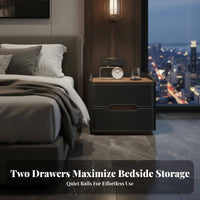 2-Drawer Nightstand Minimalist Design 2-Drawer Leather-Wrapped Side Table