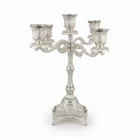 Candelabra with Five Cups Embossed Tabletop Candle Holder Vintage for Banquets