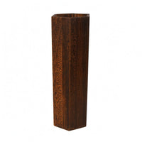 Wooden Umbrella Stand Dark Brown Hexagonal Umbrella Holder Open-Top